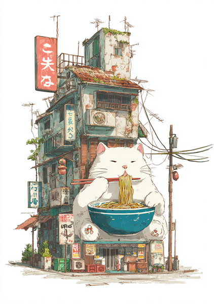 Japansk Plakat 65 Kat   Ramenhus