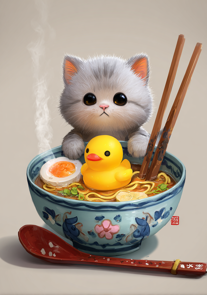 Japansk Plakat 69 Kat  Ramen   Badeand