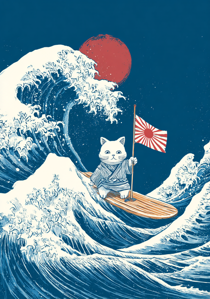 Japansk Plakat: Katten og Den Store Bølge – Få rabat nu!