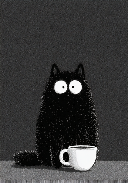 Kaffe Plakat 119  Morgenchok Med Kat   Kaffe