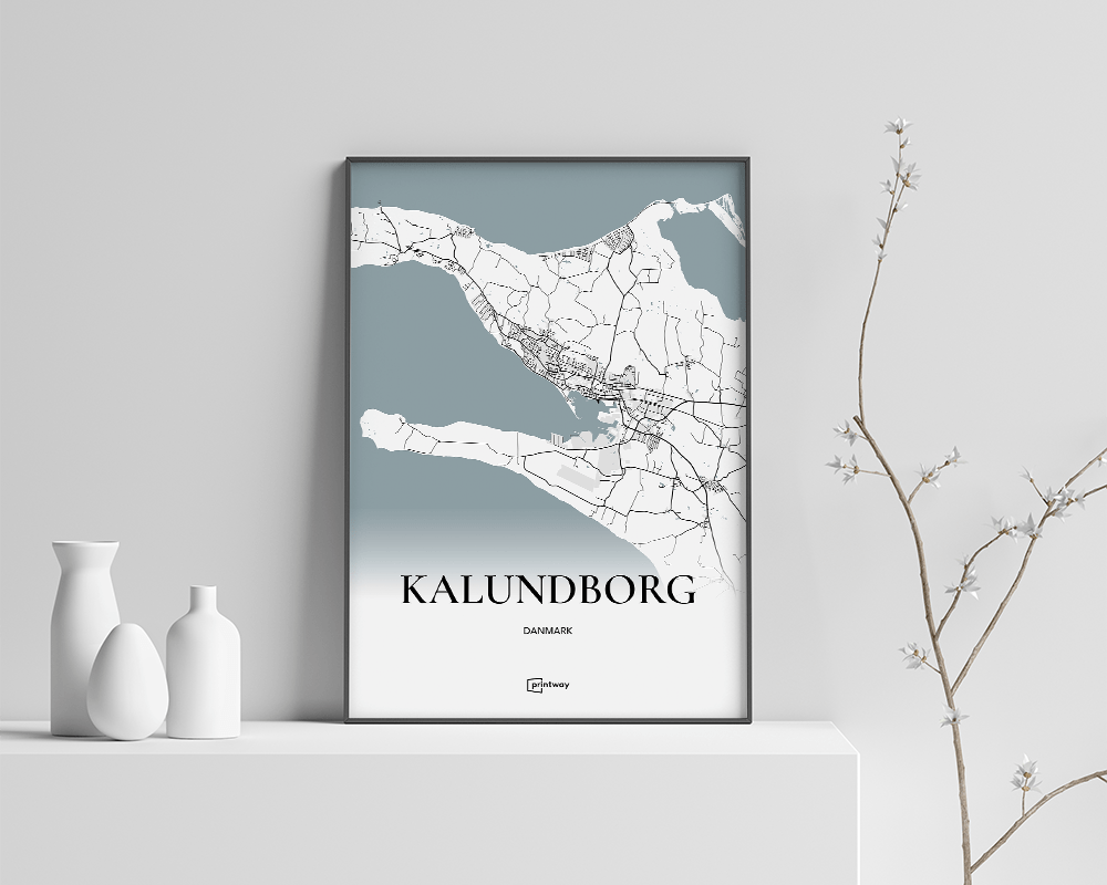 Kalundborg Bykort Plakat - Minimalistisk Design A4