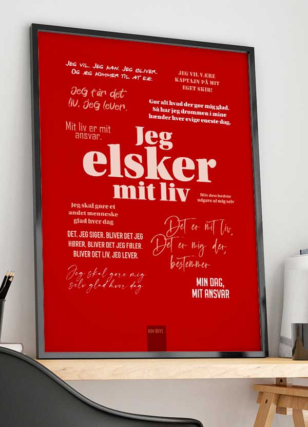 Inspirerende Kim Boye Citatplakat – Rød A4 29x21 cm