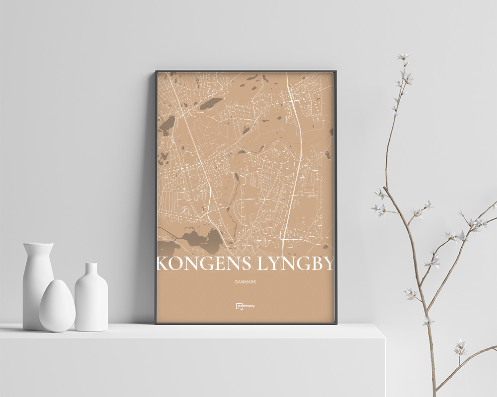 Kongens Lyngby Plakat i Guld – Minimalistisk Design 70x100 cm