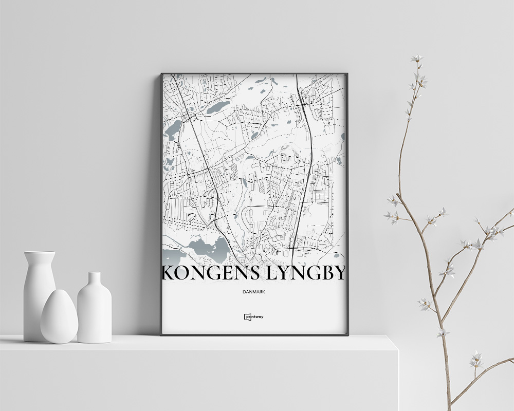 Kongens Lyngby Plakat – Hvidt Kort 70x100 cm til Dit Hjem