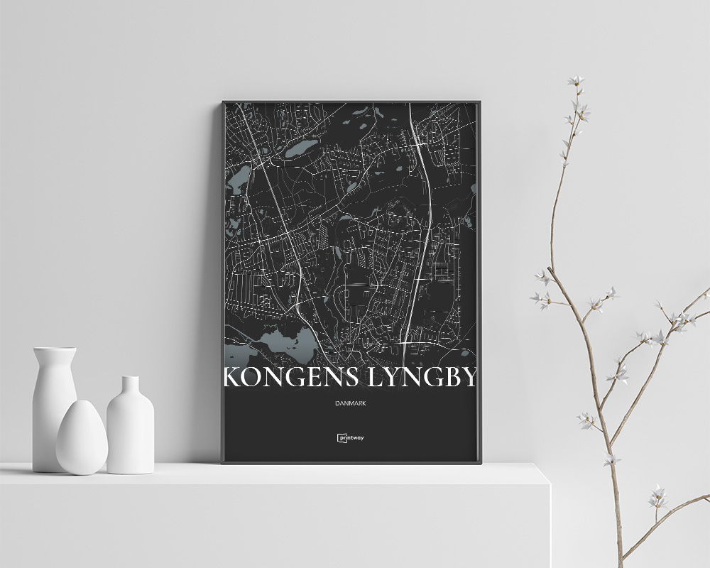 Kongens Lyngby Plakat - Minimalistisk Kort i Sort Design