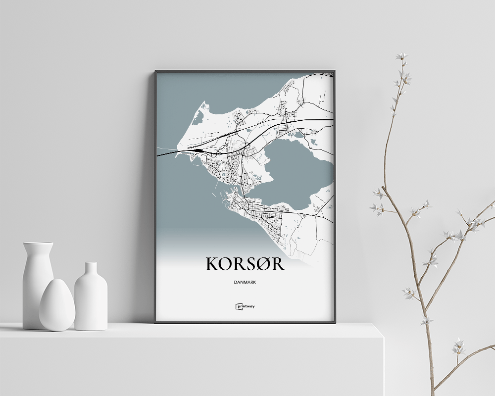 Korsør Bykort Plakat – Minimalistisk Design A2