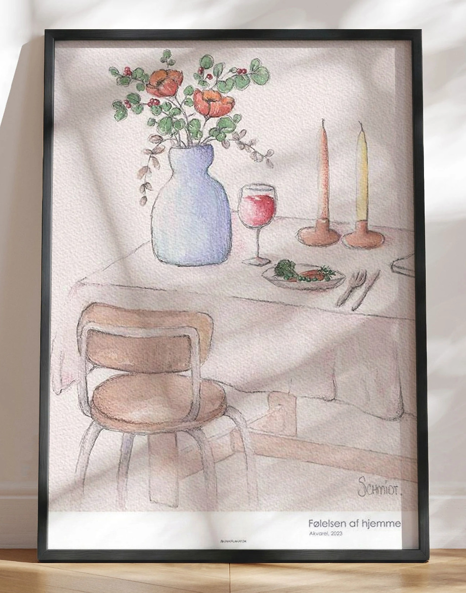 Kunstplakat  Akvarel Følelsen   Hjemme