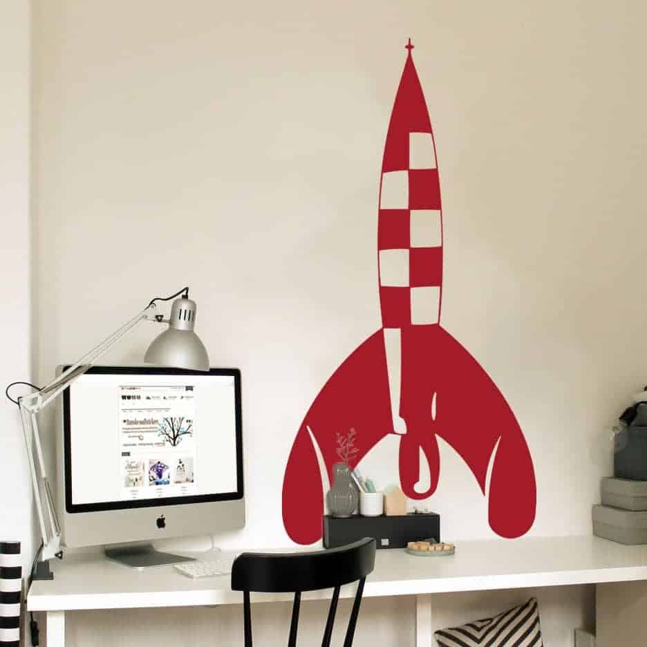 Måneraket Tintin Wallstickers til Børneværelset – Fantastisk!