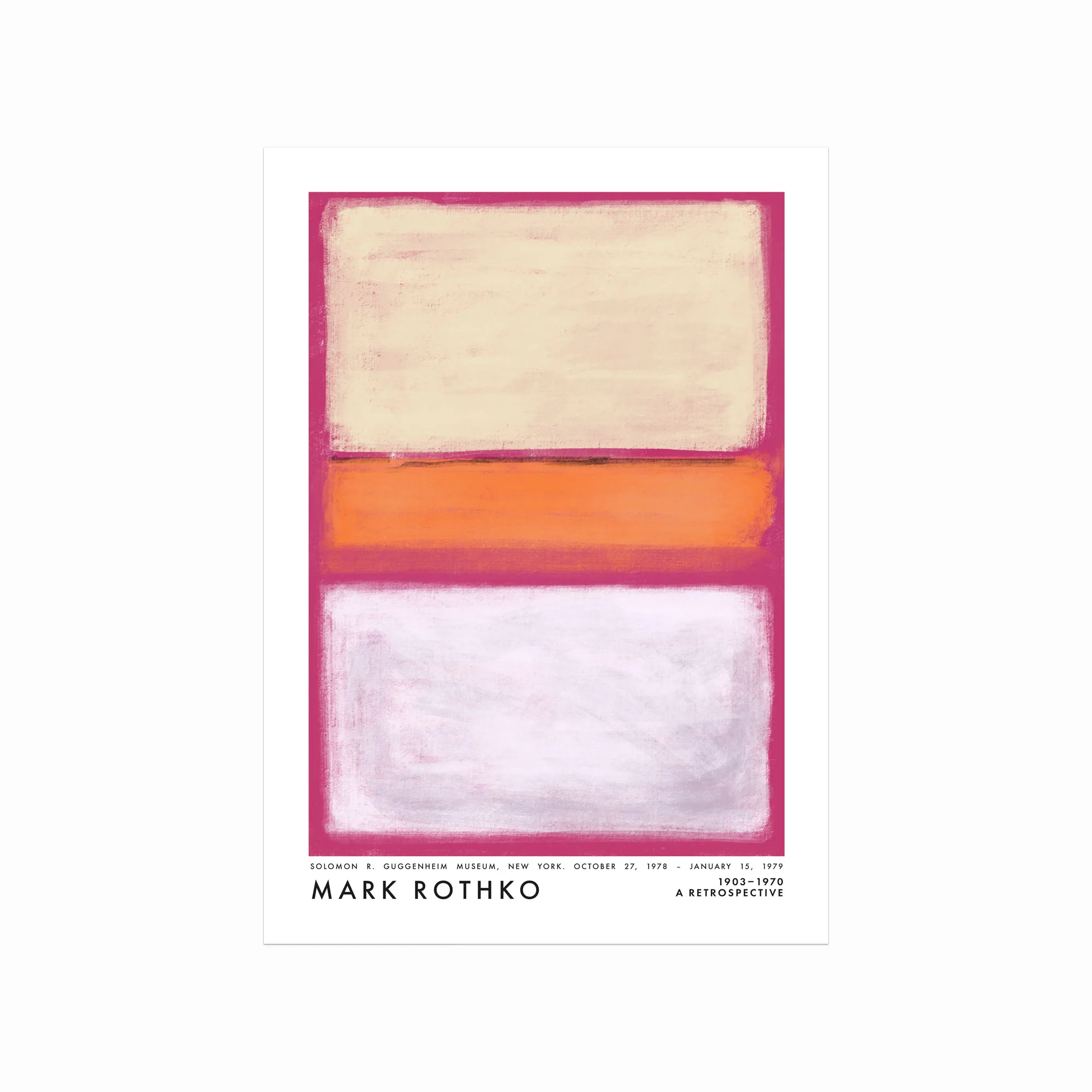 Mark Rothko Plakat – Elegant Hvid, Orange og Pink Kunstværk