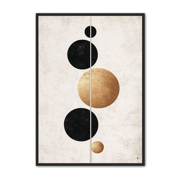 Elegant Minimalistisk Plakat med Sort og Guld Cirkler