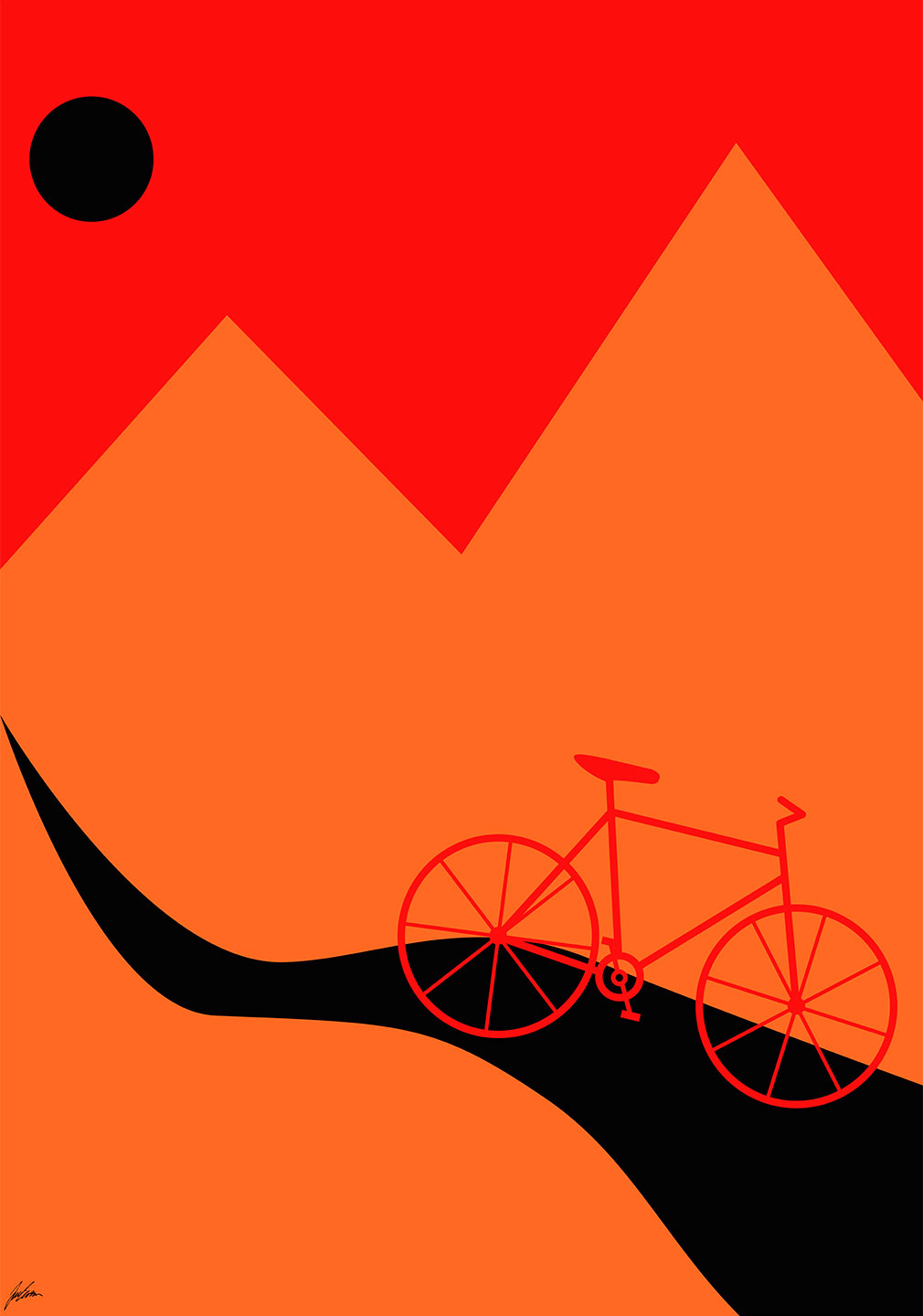 Mountainbike Plakat i Orange – Ideel til Cykelentusiaster
