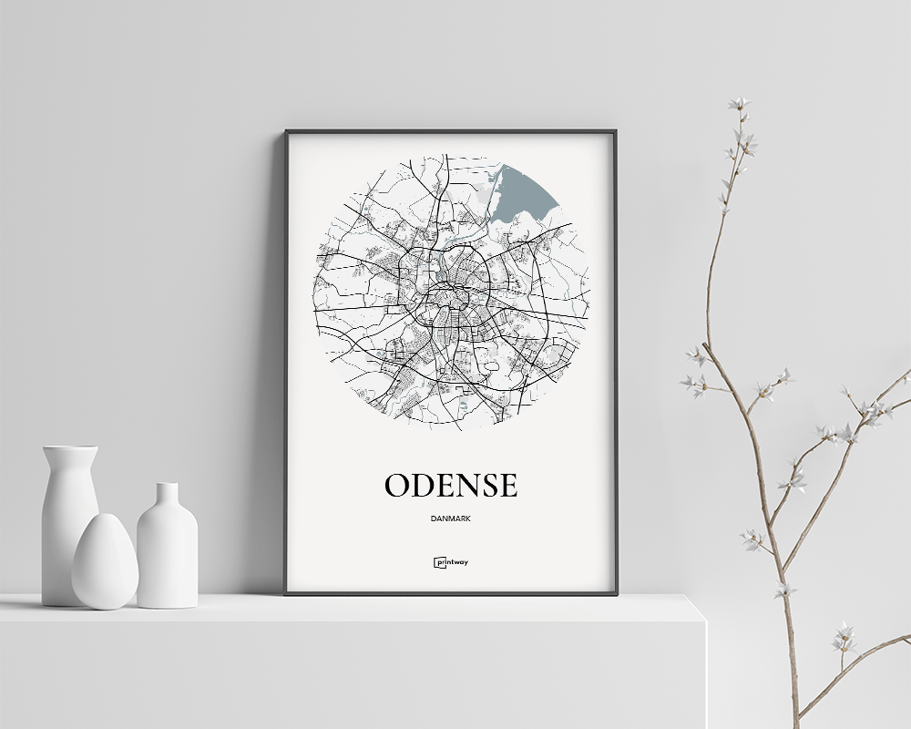 Odense Bykort Plakat - Minimalistisk Design A4