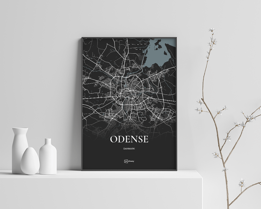 Odense Bykort Plakat - Elegant Minimalistisk Design A4