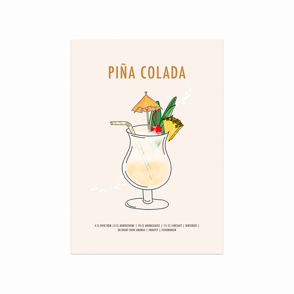 Piña Colada Opskrift Plakat – Uundgåelig Køkkeninspiration