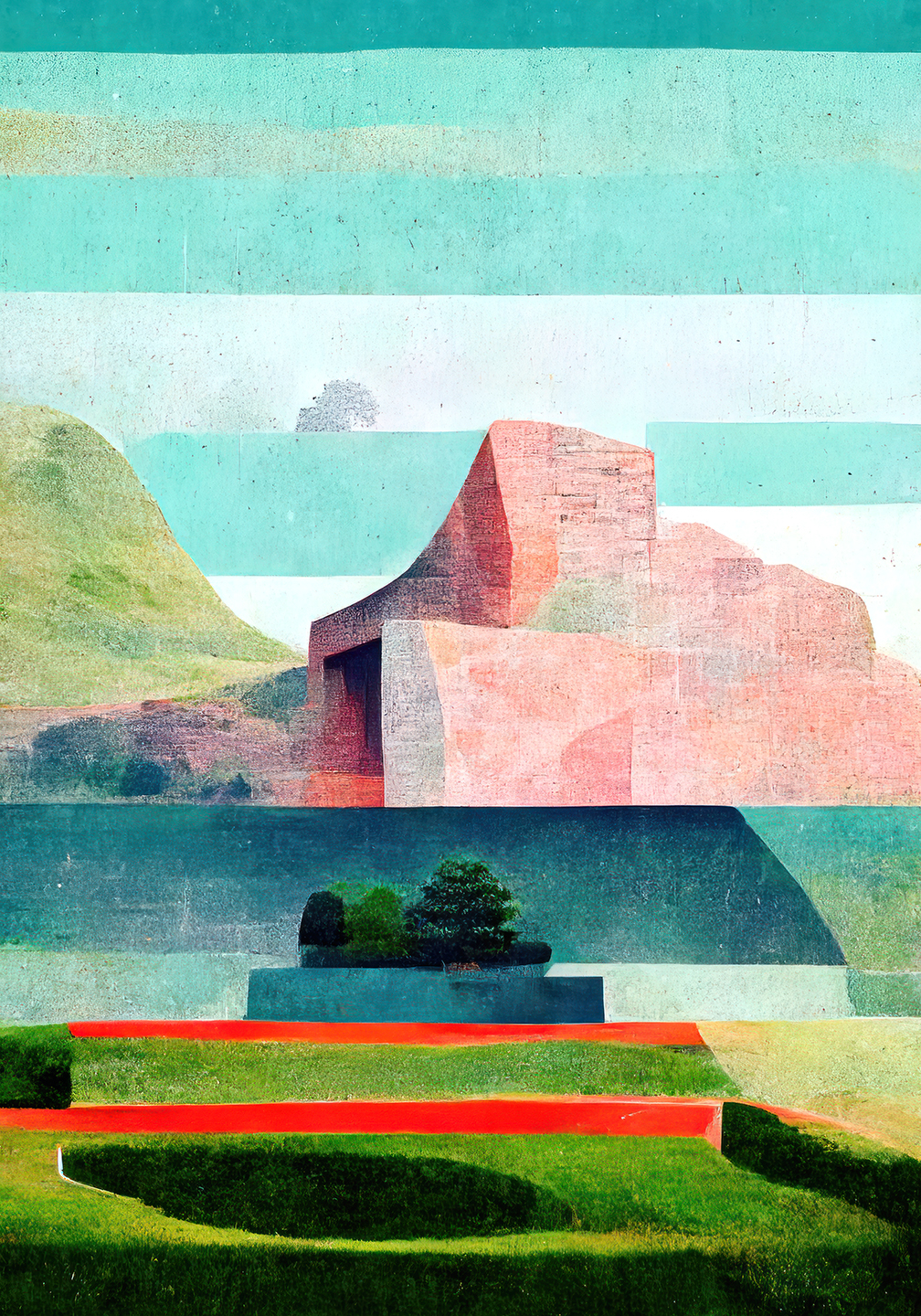 Pink Sommer Havkyst Kunsttryk - Bring Sommeren Hjem