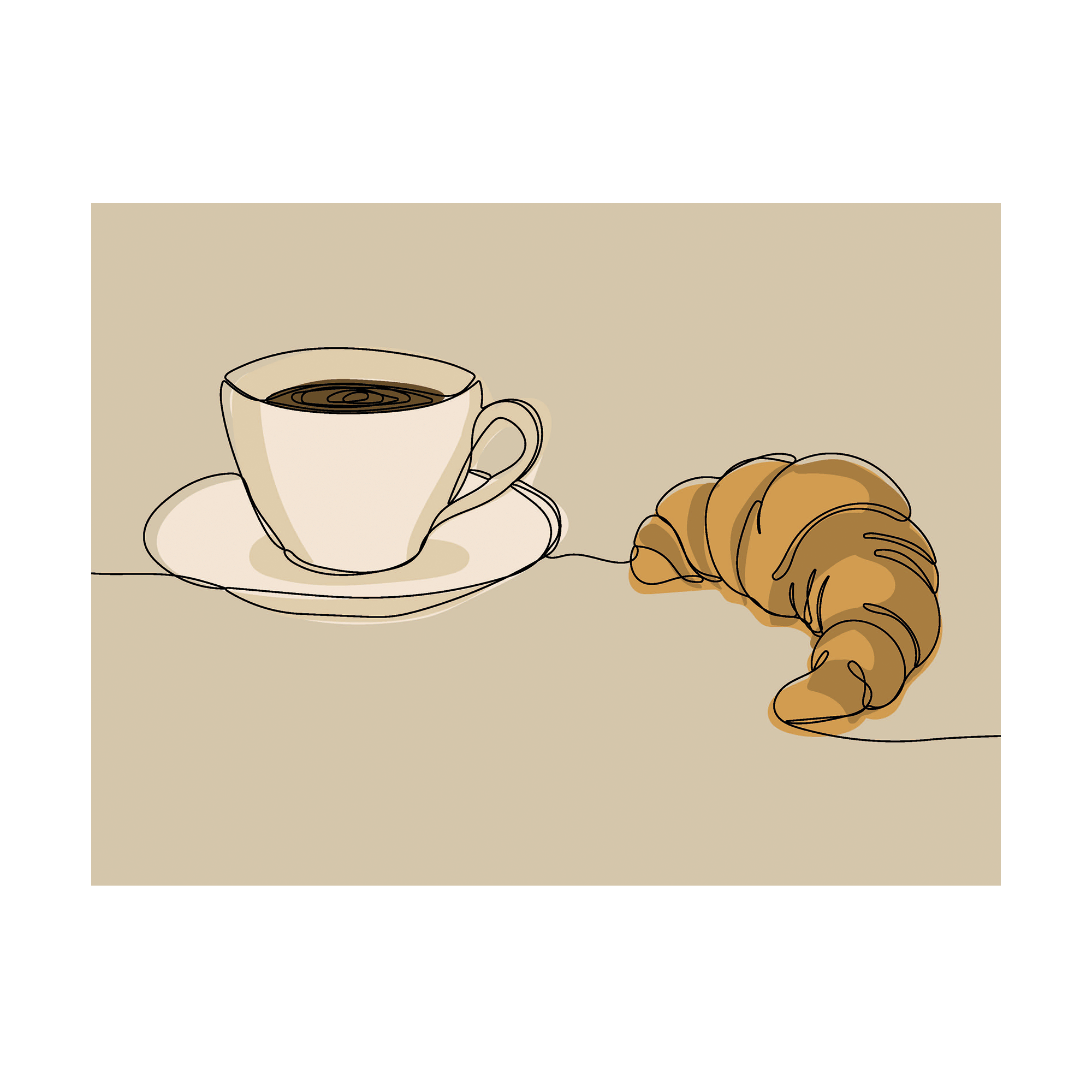 Kaffeposter med Croissant – Elegant Plakat til Hjemmet