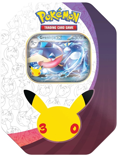 Pokemon Tin Kasse: 2026 Fall: Greninja   Mega Evolution: 30th Celebration Collector   Tin Box    Boosters