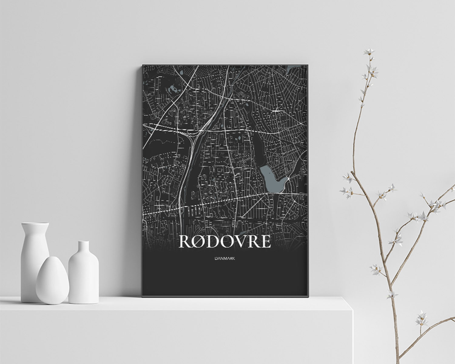 Rødovre Bykort Plakat - Minimalistisk Design 70x100 cm