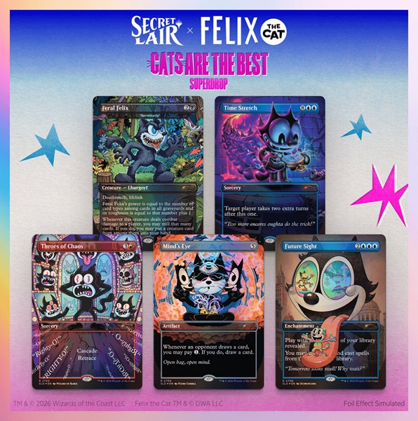 Secret Lair Drop Series  2026 : Cats Are The Best Superdrop: Secret Lair   Felix The Cat: Magic Bag   Tricks  Foil