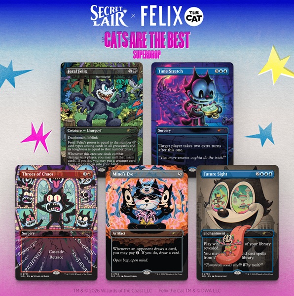 Secret Lair Drop Series  2026 : Cats Are The Best Superdrop: Secret Lair   Felix The Cat: Magic Bag   Tricks  Regular