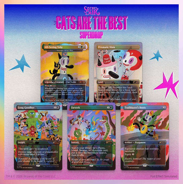 Secret Lair Drop Series  2026 : Cats Are The Best Superdrop: Toby   Journey   Gary Baseman 226 128 139 226 128 139   Foil