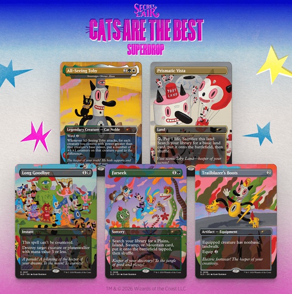 Secret Lair Drop Series  2026 : Cats Are The Best Superdrop: Toby   Journey   Gary Baseman  Regular