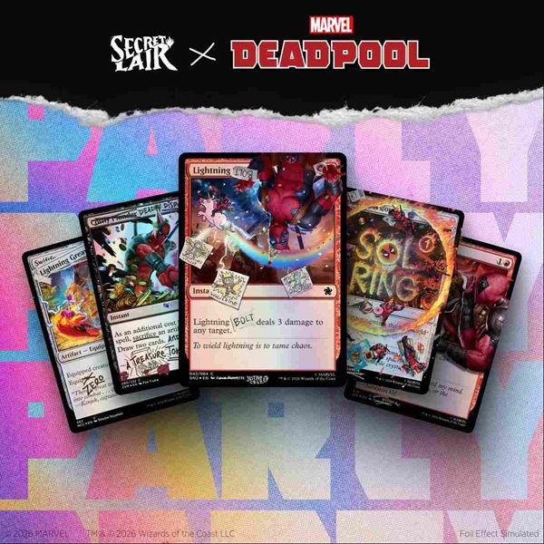Secret Lair Drop Series  2026 : Secret Lair   Marvel   Deadpool:   Fixed    You   Welcome   Pool Party Foil