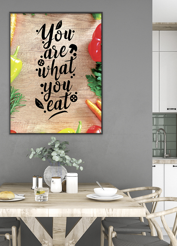 You Are What You Eat-plakat til køkkenet - farverig dekoration