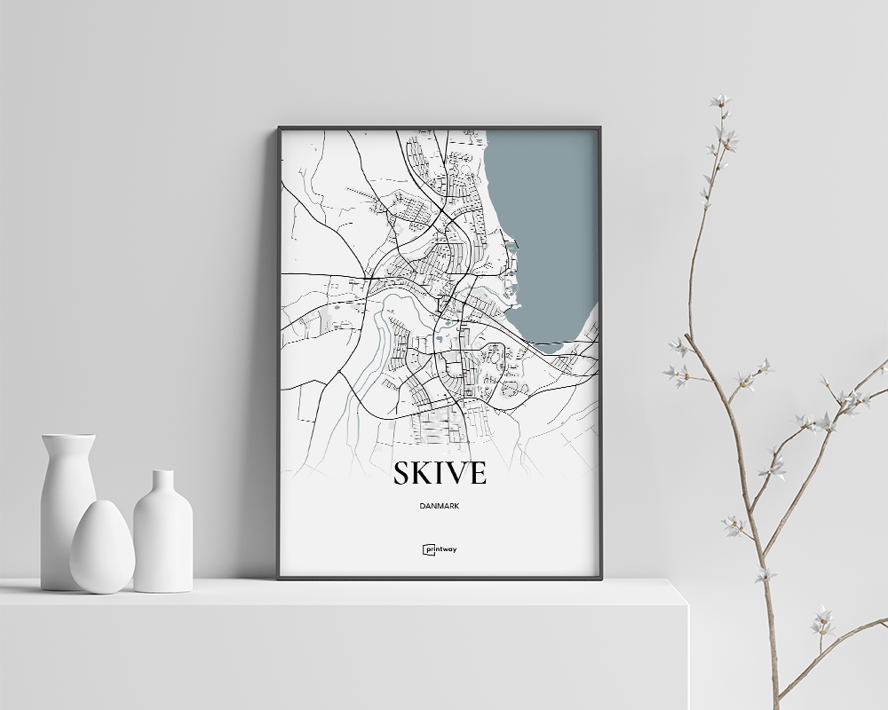 Skive Bykort Plakat – Minimalistisk Design til Dit Hjem