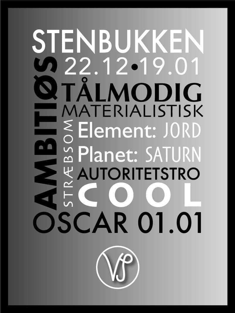 Stenbukken Stjernetegn Plakat – Tilbud til Black Friday!