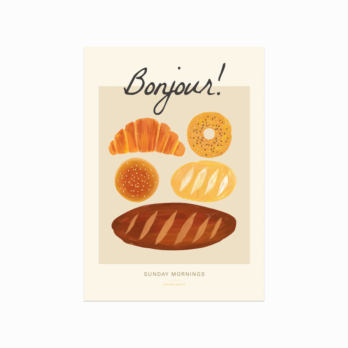 Hygge Plakat til Køkkenet – Søndagsmorgen Brød Boller