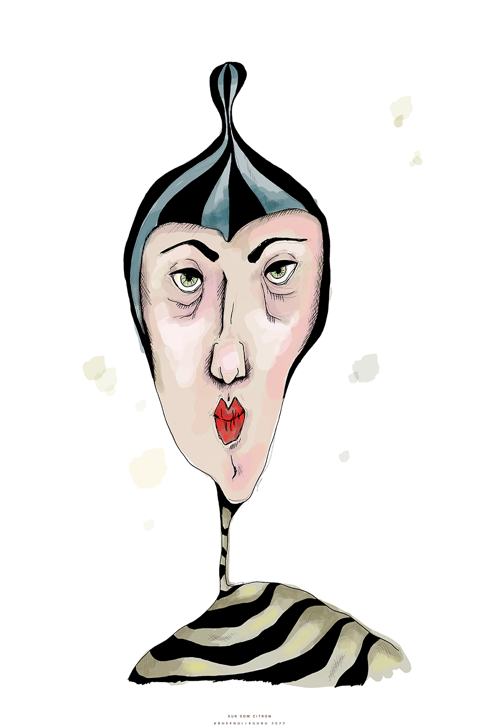Farverig Sur-citron Illustration – Unik Kunst til Dit Hjem
