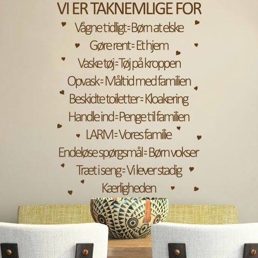 Taknemmelighed Vægklistermærke – Pynt dit hjem med stil!