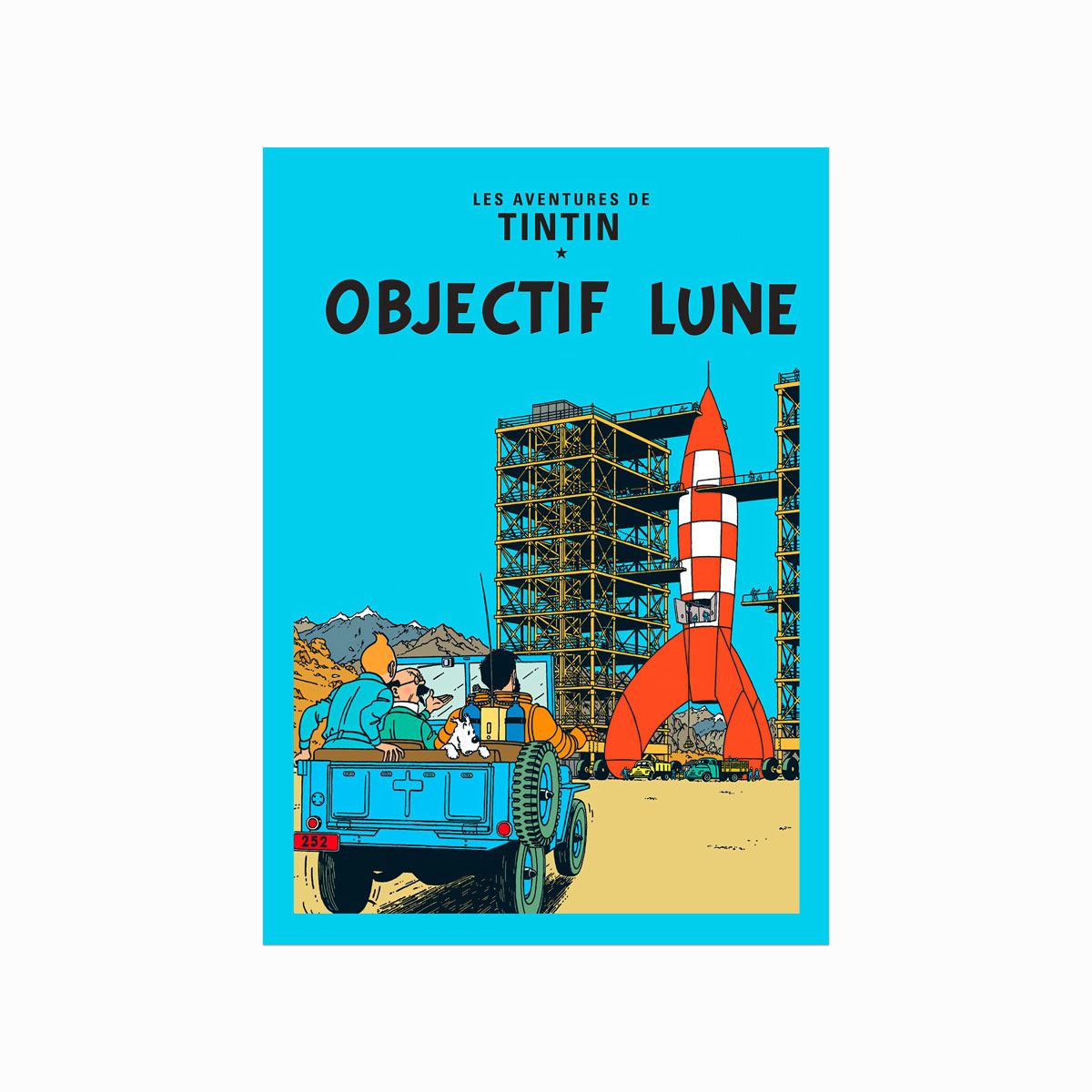 Tintin Plakat – Objektiv Måne 1953 til Dit Hjem