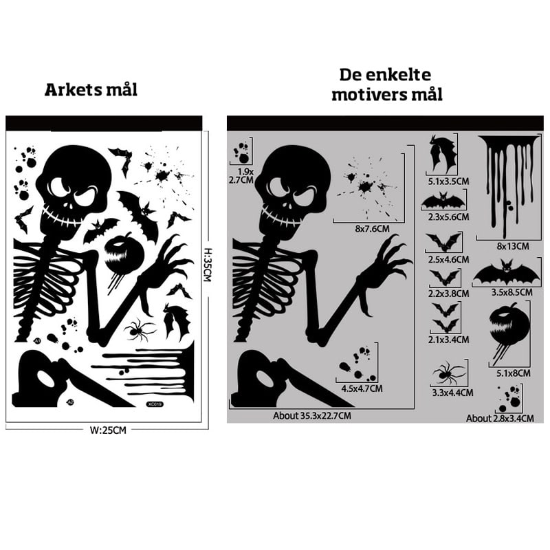 Skelet Klistermærker til Uhyggelig Halloween Dekoration