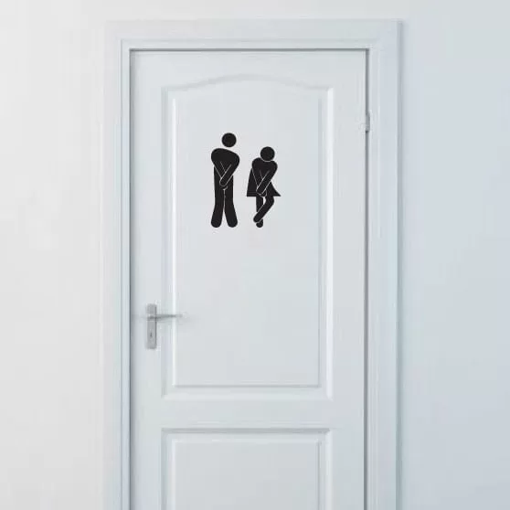 Elegant Toilet Skilt i Sort – Praktisk Vægklistermærke 15x20 cm