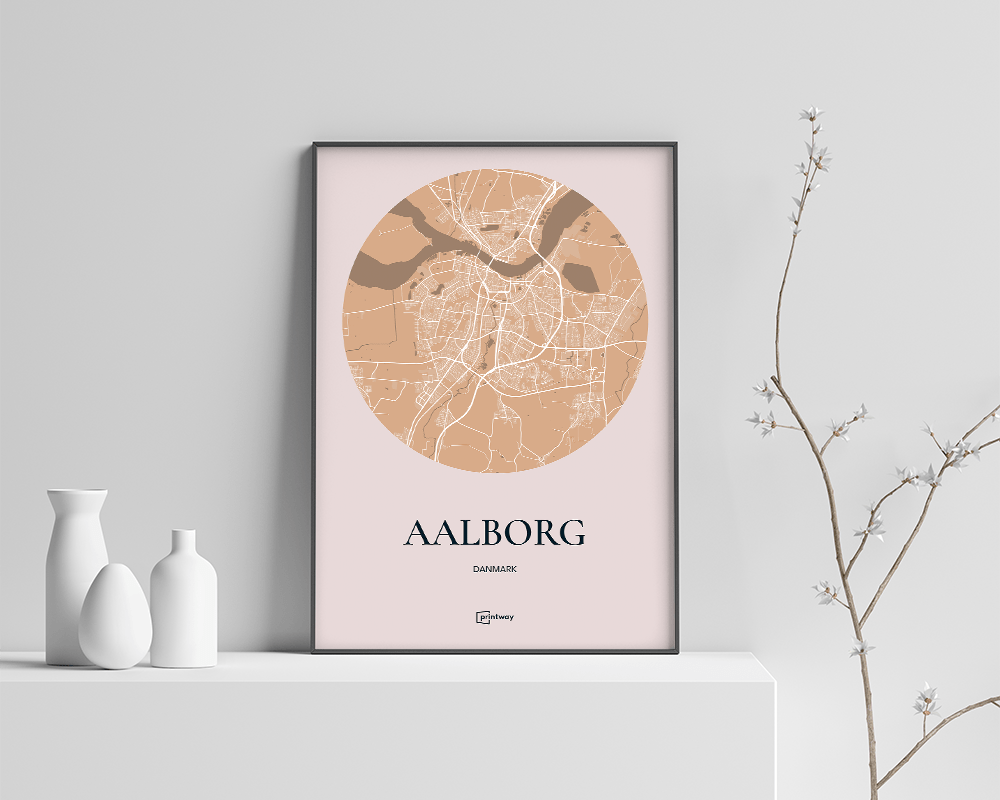 Aalborg Plakat - Rundt Guld Kort til Dit Hjem