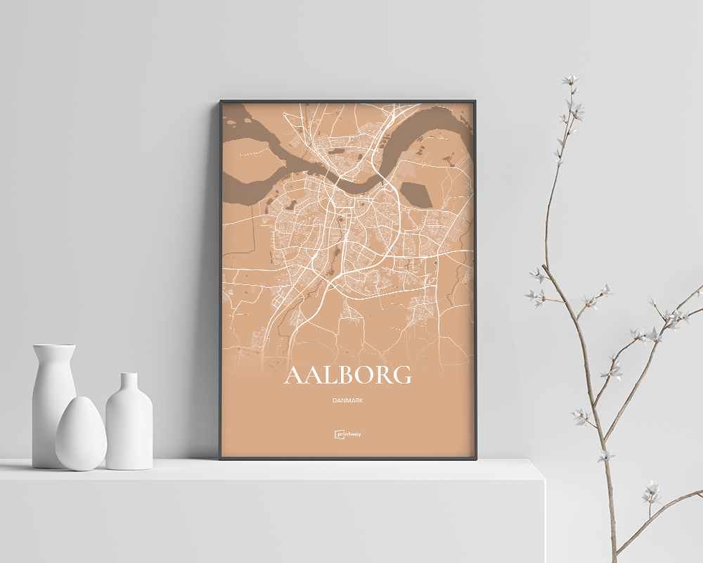 Aalborg Plakat - Fuldt Kort i Guld, Stilrent Design