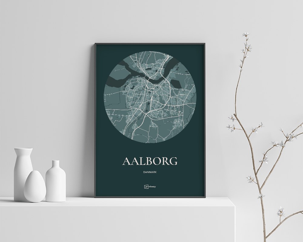 Aalborg Plakat - Skovgrøn Kort 70x100 cm til Dit Hjem