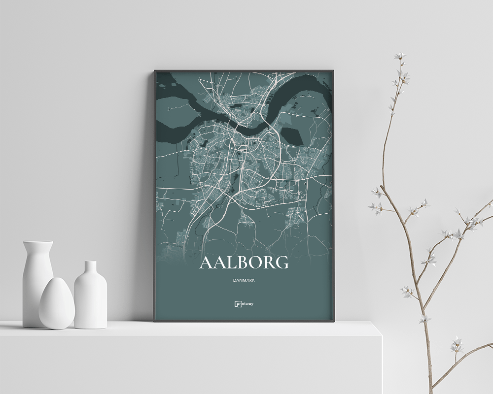 Aalborg Bykort Plakat i Skovgrøn – Unik Design 70x100 cm