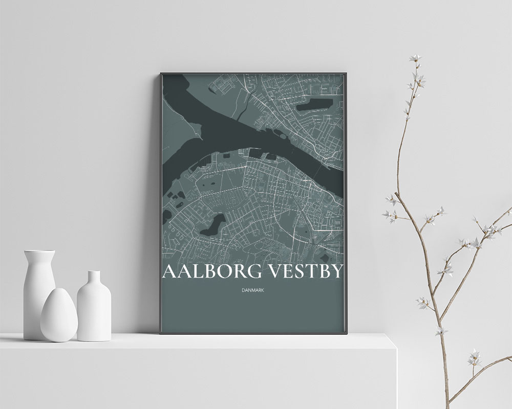 Aalborg Vestby Plakat - Skovgrøn Bykort i Høj Kvalitet