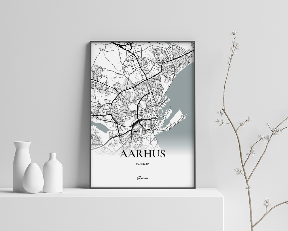 Aarhus Bykort Plakat - Minimalistisk Design A4