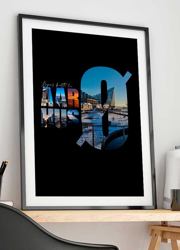 Aarhus Ø Plakat - Byens Bedste Liv i Sort A4