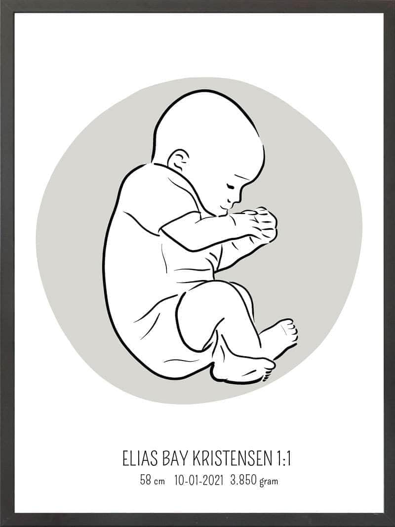 Fødselsplakat: Lyserød Fosterstilling