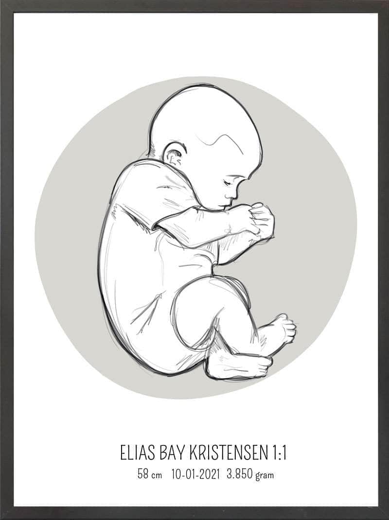 Fødselsplakat: Lyserød Fosterstilling til Dit Barns Væg