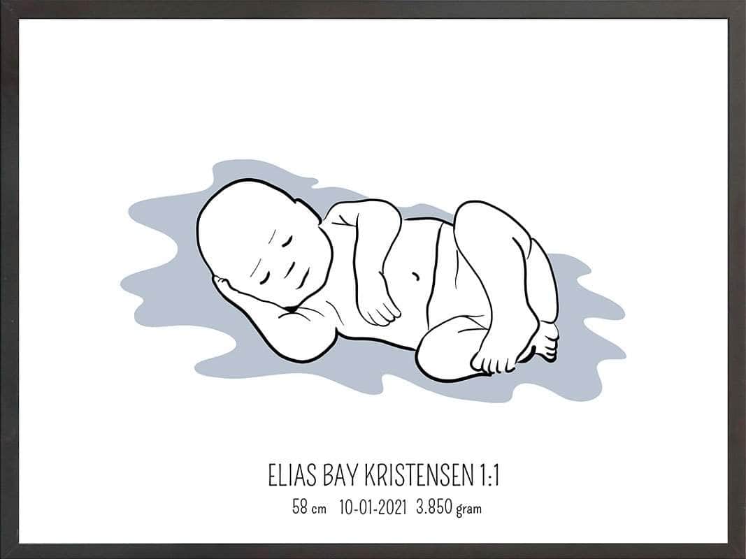 Fødselsplakat - Blå Design til Uforglemmelige Minder