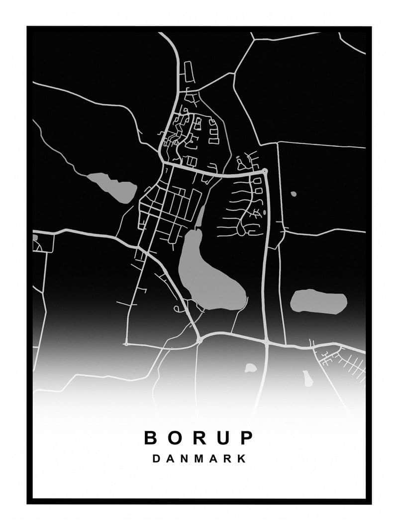 Borup Plakat med kort over Borup by – Udsalg!