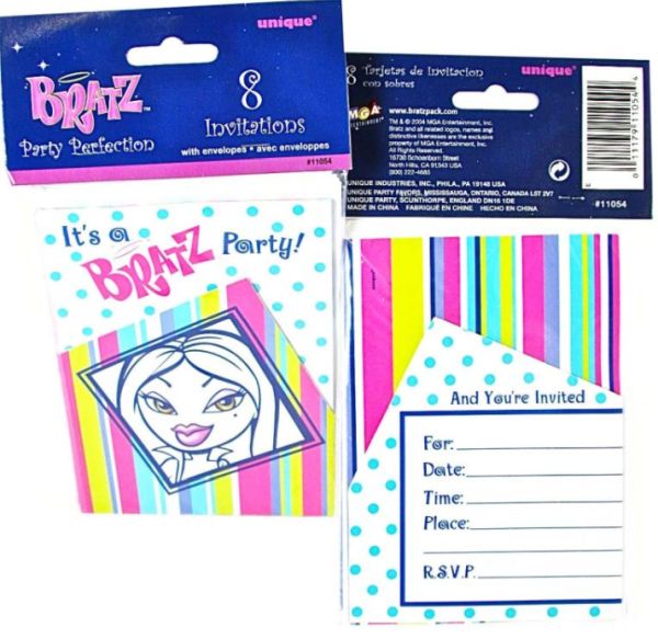 Bratz Fødselsdagsinvitationer med Kuverter - 8 stk.