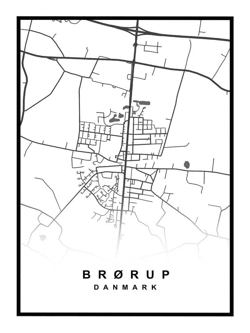 Brørup Plakat – Detaljeret Kort over Brørup By