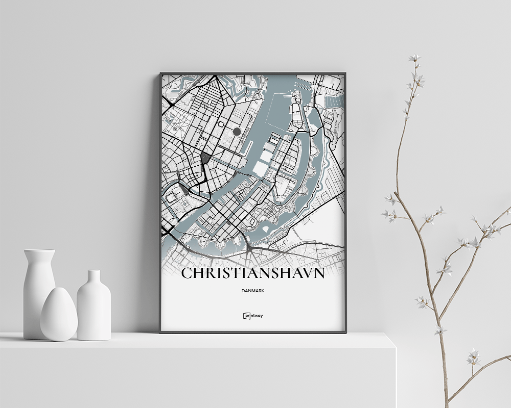 Christianshavn Bykort Plakat – Minimalistisk Vægkunst